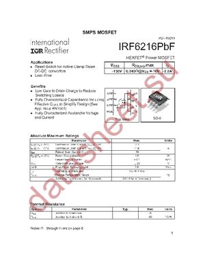 IRF6216PBF datasheet  